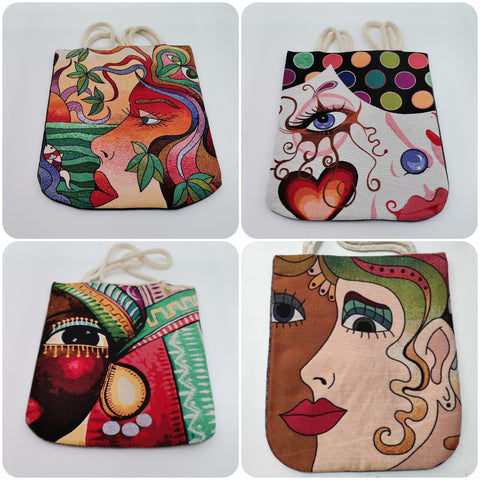 Gobelin Tapestry Shoulder Bag|Woman Face Gift Handbag For Women|Picasso Painting Fashion Bag|Woven Tapestry Fabric|Overnight Gobelin Bag