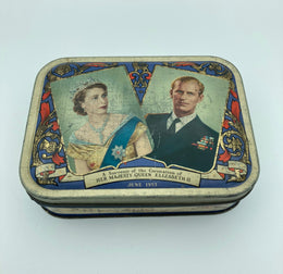 June 1953|Coronation of Her Majesty Queen Elizabeth II Tin Box|Collectible Metal Box Made in England|Commemorative Souvenir Toffee Tin Box