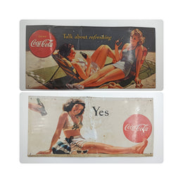 Vintage Coca Cola Tin Picture Plaque|Coca-Cola Girl Metal Wall Decoration|Custom Coke Collectibles|Antique Advertising|Nostalgia Advertising