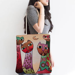 Gobelin Tapestry Shoulder Bag|Cute Cats Tapestry Bag|Gift Handbag For Her|Woven Tapestry Fabric|Cat Print Tote Bag|Cat Lover Gift For Mom
