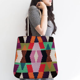 Gobelin Tapestry Tote Bag|Authentic Gift Handbag For Women|Aztec Print Woven Handbag|Belgian Tapestry Shoulder Bag|Vintage Style Carpet Bag