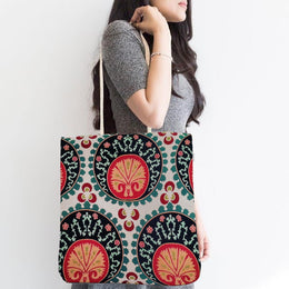Rug Design Bag|Gobelin Tapestry Shoulder Bag|Turkish Tile Pattern Gift Handbag For Women|Woven Tapestry Fabric|Vintage Belgium Tapestry Bag