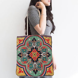 Gobelin Tapestry Shoulder Bag|Vintage Messenger Bag|Turkish Tulip Tile Pattern Handbag|Woven Tapestry Fabric|Belgian Tapestry Handmade Bag