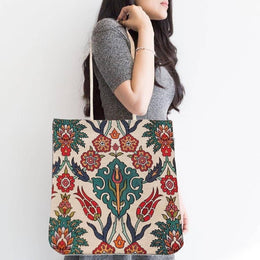 Gobelin Tapestry Shoulder Bag|Turkish Tile Pattern Bag|Gift Handbag For Women|Woven Tapestry Fabric|Belgian Tapestry Tote Bag|Carpet Handbag