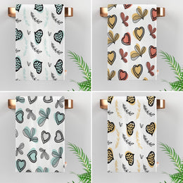 Valentine Tea Towel|Heart Print Towel|Love Dish Cloth|Heart Leaf Towel||Love Kitchen Towel|Romantic Valentine's Day Gift|Soft Dishcloth
