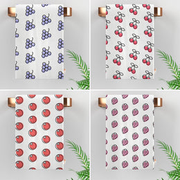 Fruit Kitchen Towel|Cherry Dish Towel|Berry Tea Towel|Strawberry Hand Towel|Summer Trend Dishcloth|Soft Cleaning Cloth|Cost-Effective Rag