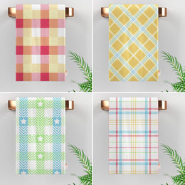 Plaid Hand Towel|Geometric Tea Towel|Tartan Dishcloth|Checkered Dish Cloth|Eco-Friendly Abstract Kitchen Towel|Gift For Her|Cleaning Cloth