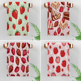 Strawberry Tea Towel|Fruit Kitchen Towel|Fruit Cake Dishcloth|Decorative Tea Towel|Housewarming Summer Trend All-Purpose Rag|Dust Remover