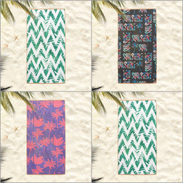 Tropical Beach Towel|Green Leaves Bath Towel|Palm Tree Pool Towel|Zigzag Towel|Beach House Outdoor Soft Bath Towel|Summer Vacation Gift