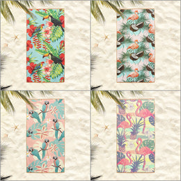 Bird Beach Towel|Parrot Bath Towel|Flamingo Pool Towel|Toucan Print Towel|Beach House Tropical Soft Bath Towel|Floral Summer Vacation Gift