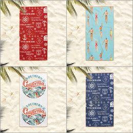 California Beach Towel|Swimming Bath Towel|Coastal Pool Towel|Nautical Bath Towel|Beach House Outdoor Soft Bath Towel|Summer Vacation Gift