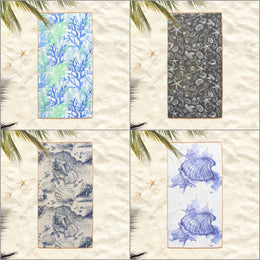 Coastal Beach Towel|Coral Bath Towel|Seashell Pool Towel|Oyster Starfish Towel|Nautical Outdoor Soft Bath Towel|Summer Trend Vacation Gift