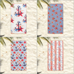 Starfish Beach Towel|Nautical Bath Towel|Coastal Pool Towel|Anchor Print Towel|Beach House Striped Soft Bath Towel|Summer Vacation Gift