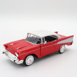 1957 Chevy Bel Air Model Car|Motormax Scale 1/24 Diecast Car|Vintage Model Red Metal Car|Classic Car Collection|Old Collectible Car for Dad