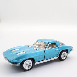 1963 Corvette Sting Ray Diecast Car|Scale 1:36 for Collectors|Classic Vintage Model Car|Pull Back Car Toy for Boys and Father|Metal Blue Car