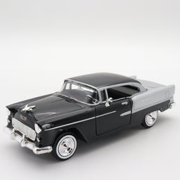 1955 Chevy BelAir|Scale 1/24 Vintage Model Diecast Car|Classic Black & Silver Car|Old Metal Car for Collector|Office Decor Item|Gift for Dad