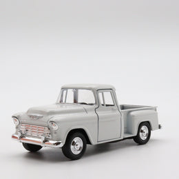 1955 Chevy Stepside|Scale 1/38 Diecast Car for Boys|Vintage Model White Pull Back Car for Collectors|Classic Metal Collection Car for Dad