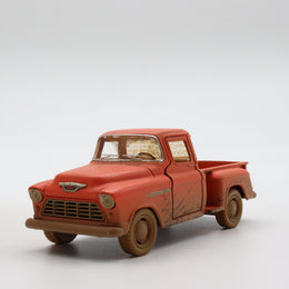 1955 Chevy Stepside Pickup Model Car|Scale 1/32 Diecast Car|Vintage Orange Pull Back Car for Collectors|Classic Metal Collection Car for Dad