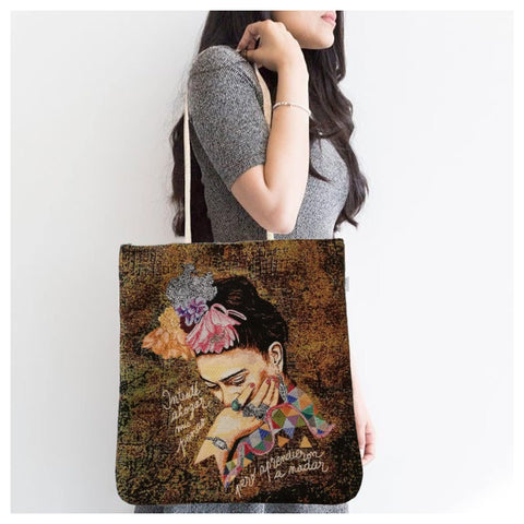 Frida Kahlo Shoulder Bag|Gobelin Tapestry Tote Bag|Frida Khalo Flowers Handbag|Fabric Shoulder Purse|Big Shopping Bag|Book Messenger Bag