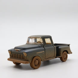 1955 Chevy Stepside|Scale 1/32 Diecast Pickup Model Car|Vintage Gray Pull Back Car for Collectors|Classic Metal Collection Car|Gift for Dad