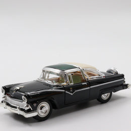 1955 Ford Crown Victoria|Scale 1/34 Black Diecast Car|Vintage Model Car|Green Car Roof Toy|Old Classic Metal Collection Car|Gift for Father