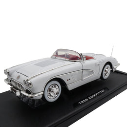 Motormax 1958 Corvette Model Car|Vintage Model Car|Scale 1:18 Diecast Collectible Item|White Metal Convertible Car Collection for Collectors
