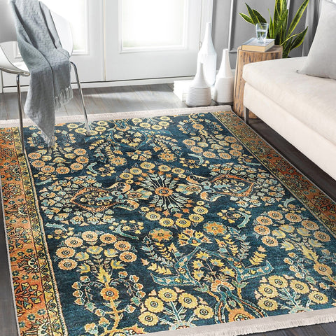 Ethnic Fringed Carpet|Oriental Accent Non-Slip Carpet|Rug Design Floor Covering|Kilim Pattern Machine-Washable Rug|Farmhouse Rug