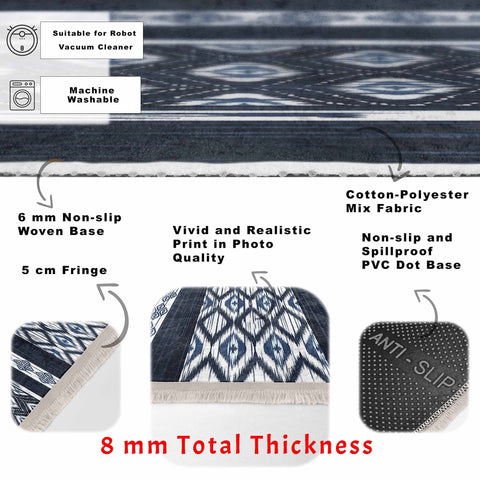 IKAT Pattern Rug|Fringed Carpet|Farmhouse Floor Covering|Rug Design Rug|Geometric Carpet|Machine-Washable Floor Covering|Decorative Carpet