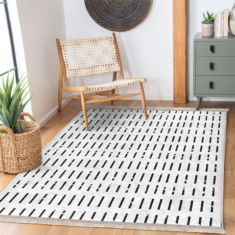 Nordic Pattern Rug|Machine-Washable Carpet|Abstract Geometric Floor Covering|Authentic Rug|Scandinavian Carpet|Fringed Floor Covering