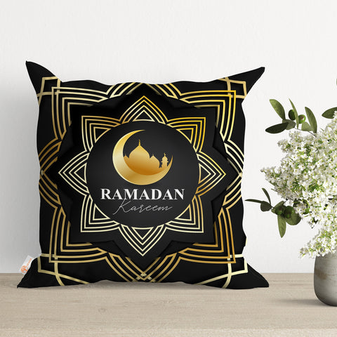 Ramadan Kareem Pillow Cover|Decorative Islamic Cushion Case|Farmhouse Cushion Cover|Crescent Print Pillowcase|Eid Mubarak Pillow Case|