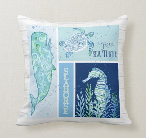 Nautical Pillow Case|Navy Marine Pillow Cover|Decorative Nautical Cushions|Coastal Throw Pillow|Blue Starfish Home Decor|Beach House Decor
