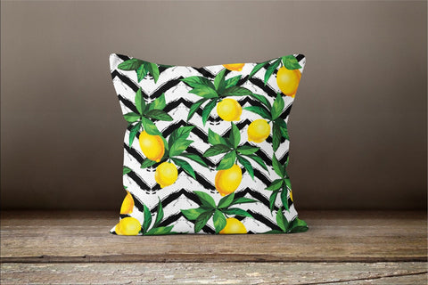 Floral Lemon Check Pillow Case|Black Gray White Striped Pillow Cover|Decorative Cushion|Housewarming Farmhouse Buffalo Plaid Throw Pillow