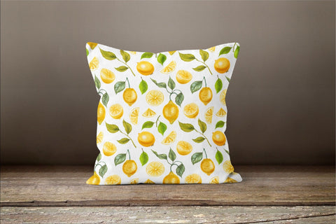 Floral Lemon Pillow Case|Yellow Lemon Cushion Cover|Decorative Cushion Case|Lemon Home Decor|Housewarming Farmhouse Design Lemon Pillow Case