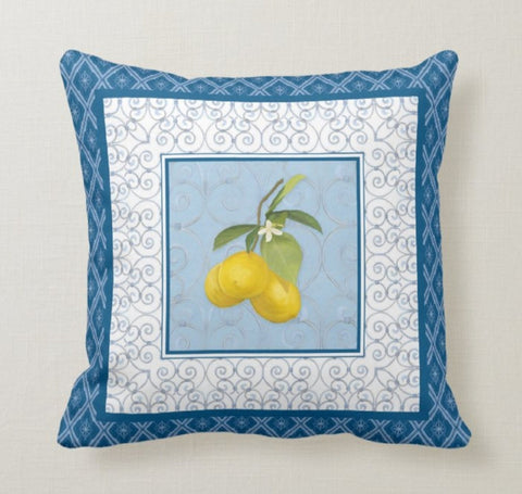 Lemons Pillow Cover|Yellow Lemons with Green Leafage|Decorative Cushion Case|Home Decor with Lemon|Housewarming Cushion|Lemon Throw Pillow