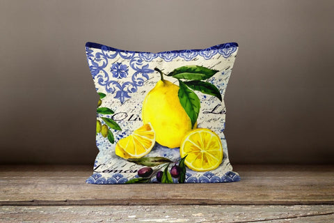 Floral Lemon Throw Pillow Case|Red Checkered Yellow Lemon Pillow Cover|Decorative Cushion Case|Housewarming Lemon Tree Plaid Pillow Case