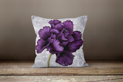 Purple Floral Pillow Cover|Summer Cushion Case|Decorative Throw Pillow Case|Bedding Home Decor|Housewarming Farmhouse Style Pillow Case