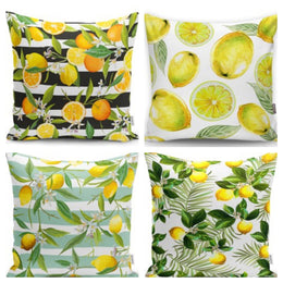 Yellow Lemons with Green Leafage Pillow Cover|Decorative Cushion Case|Home Decor with Lemon|Housewarming Gift|Floral Realtor Gift|Case Only