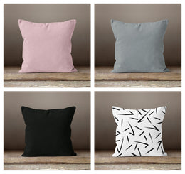 Powder Pink Pillow Cover|Black Cushion Case|Decorative Gray Throw Pillow Case|Bedding Home Decor|Housewarming Pillow Cover|Throw Pillow Case