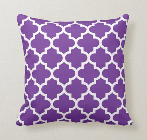 Purple Pillow Cover|Geometric Outdoor Cushion Case|Decorative Throw Pillow|Bedding Home Decor|Housewarming Farmhouse Style Pillow Cover