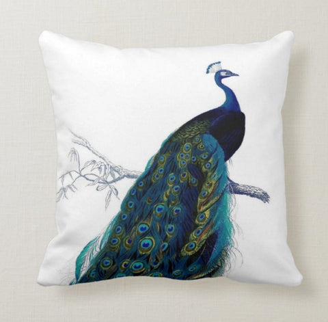 Decorative Peacock Pillow Case|Cushion Cover|Animal Print Home Decor|Gift Ideas|Housewarming Gift for Friend|Peacock Feather Throw Pillow