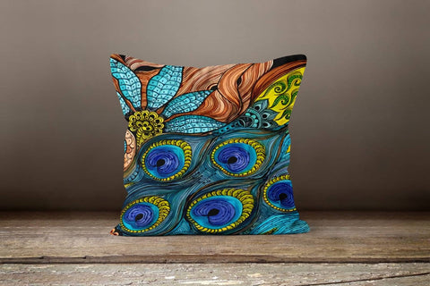Peacock Pillow Covers|Cushion Cover|Animal Print Home Decor|Gift Ideas|Housewarming Gift|Outdoor pillow Covers|Peacock Feather Throw Pillow