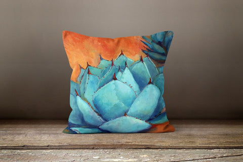Floral Pillow Cover|Succulent Pillow Cover|Orange Green Cushion Case|Decorative Pillow Case|Bedding Home Decor|Housewarming Pillow Cover