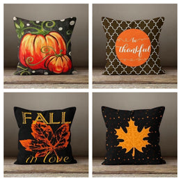 Fall Trend Pillow Cover|Autumn Leaf Home Decor|Orange Pumpkin Throw Pillow Top|Housewarming Fall In Love Pillow Case|Thankful Cushion Case