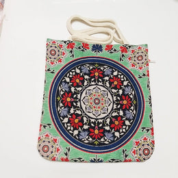 Tapestry Tile Pattern Shoulder Bag|Fabric Shoulder Bag|Vintage Style Shoulder Bag|Handmade Tote Bag|Weekender Handmade Bag|Tapestry Purse