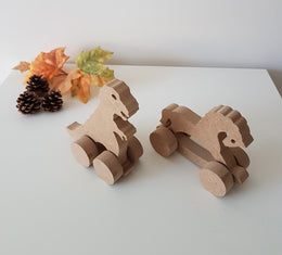 Set of 2 Unfinished Wooden Dinosaur and Horse|Wooden Toy|Birthday Gift|Ready to Paint|Custom Unfinished Wood DIY Supply|Baby Shower Gift