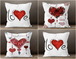Love Throw Pillow Cover|Red Heart Printed Valentine's Day Cushion Case|Romantic Home Decor Gift|14 February Gift for Her|Couple Pillowcases