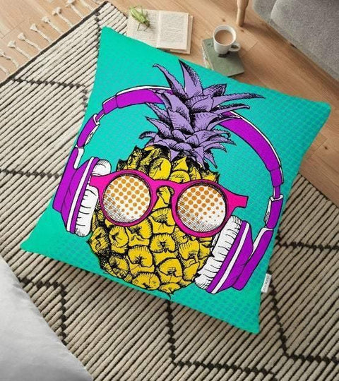 Pineapple Floor Pillow Cover|Spectacled Pineapple Floor Cushion Case|Fabric Home Decor|Fruit Floor Cushion Cover|Digital Print Floor Cushion