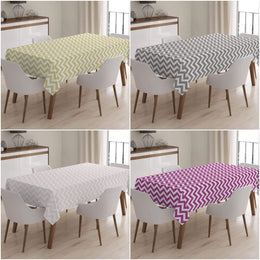 Zigzag Pattern Tablecloth|Colorful Zigzag Tabletop|Geometric Table Decor|Farmhouse Table|Zigzag Kitchen Decor|Rectangular Color Tablecloth