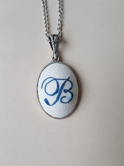 Personalized Embroidered Jewelry|Hand Stitched Baby Name Initial Pendant|Fabric Letter Baby Announcement Necklace|Birthday Gift For Mom,Teen