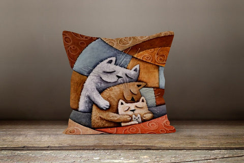 Cute Cat Pillow Covers|Cat Pattern Cushion Case|Housewarming Patchwork Style Throw Pillow|Decorative Bedding Home Decor| Outdoor Pillow Case